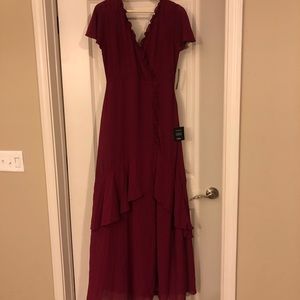 Floor length ruffle dress